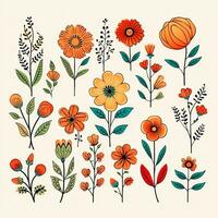 kleur tekeningen van bloemen en planten, hand- tekeningen foto