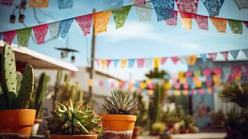 portret cactus Aan de pot met vlaggedoek ai generatief foto