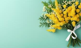 levendig boeket van mimosa bloemen. ai generatief foto