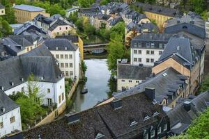 alzette rivier- en oud stad- Luxemburg stad van top visie foto