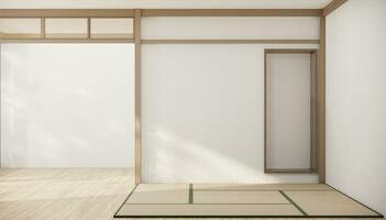 Japan stijl ,leeg kamer versierd in wit kamer Japan interieur. foto