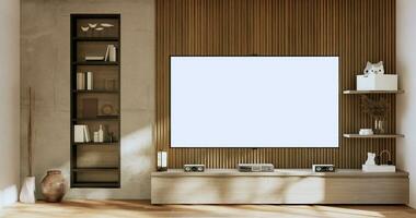 kabinet kamer houten interieur wabisabi stijl.3d renderen foto