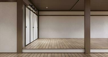 muji stijl, leeg houten Kamer schoon maken japans kamer interieur, foto