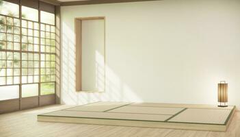 nihon kamer ontwerp interieur met deur papier en muur Aan tatami mat verdieping kamer Japans stijl. foto