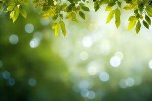 groen bladeren, wazig achtergronden met bokeh, vrij ruimte en natuur.generatief ai. foto