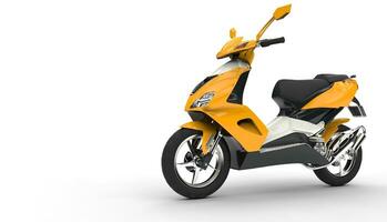 geel scooter - geïsoleerd Aan wit achtergrond foto