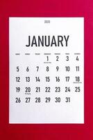 januari 2020 kalender met vakantie foto