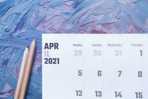 april 2021 kalender. maandelijks kalender foto