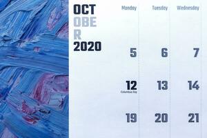 oktober 2021 kalender. maandelijks kalender foto
