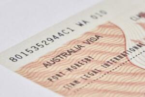 Australisch Visa in paspoort. detailopname visie foto