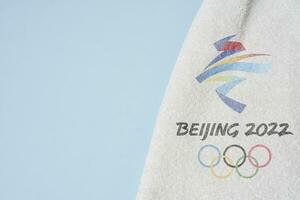 Beijing 2022 winter olympisch spellen en handdoek foto