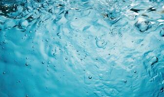 detailopname van Doorzichtig blauw vloeistof met glinsterende druppels. gemaakt met generatief ai gereedschap foto