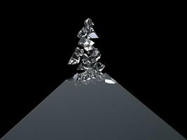 glimmend kristal fragmenten drijvend van de zwart piramide foto