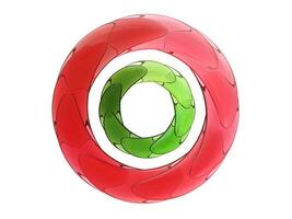 rood en groen circulaire glas abstract ontwerp foto