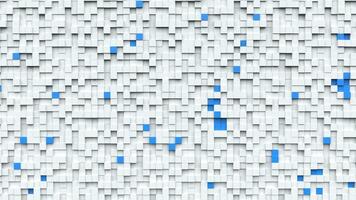 abstract helder wit achtergrond gemaakt uit van kubussen met blauw kubussen staand uit foto