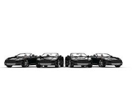 rij van zwart converteerbaar sport- auto's - voorkant visie foto