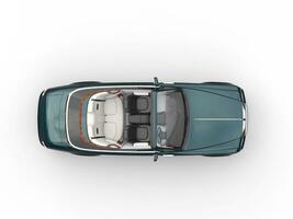 donker groen cabriolet luxe auto - top visie - geïsoleerd Aan wit achtergrond foto