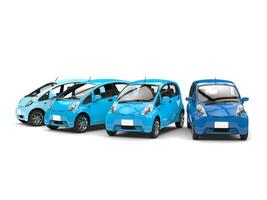 economisch modern compact auto's in tinten van blauw foto