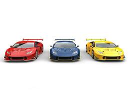 geweldig sport- supercars - rood, blauw en geel foto