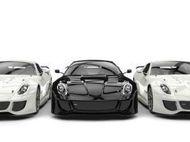 subliem modern zwart en wit sport- auto's - kant door kant foto