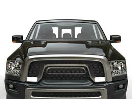 Jet zwart modern oppakken vrachtauto - voorkant visie detailopname schot foto