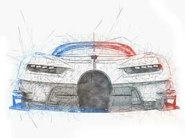 krachtig super ras auto - tech tekening - 3d illustratie foto