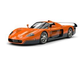 oranje concept ras super auto met zwart stickers - 3d illustratie foto