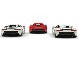 geweldig sport- auto's - rood en wit kant door kant - terug visie foto