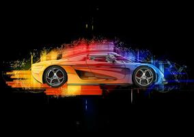 concept sport- auto - kleurrijk abstract illustratie foto