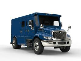 blauw gepantserd vervoer vrachtauto foto