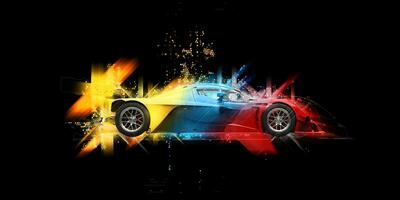 rood, blauw en geel veelkleurig super auto - abstract illustratie foto