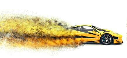helder geel snel super auto - deeltje explosie effect foto