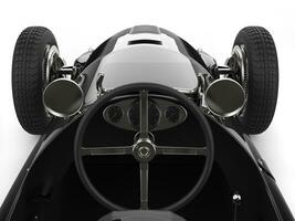 mooi wijnoogst zwart racing sport- auto - visie van de chauffeurs stoel foto