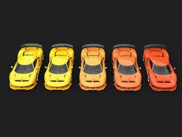 super sport- auto's in warm kleur pallete - van geel naar rood foto