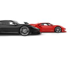 rood en zwart modern super sport auto's - rood in de lood - kant visie foto