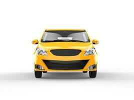modern geel algemeen compact klein auto - voorkant visie - 3d illustratie foto