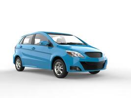 licht blauw modern algemeen compact klein auto - 3d illustratie foto