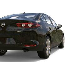 glimmend zwart mazda 3 2019 - 2022 model- - achterlicht schot - 3d illustratie - geïsoleerd Aan wit achtergrond foto