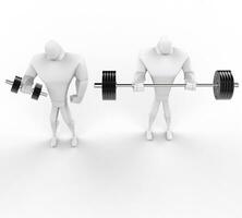 illustratie van 3d sterk mannen gewichtheffen. foto