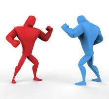 rood en blauw boksers in een vechten houding. foto