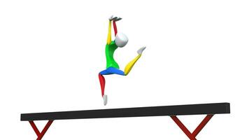 gymnast springen - balans straal - 3d illustratie foto