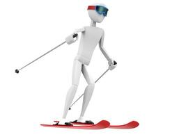 skiër met blauw stofbril en rood skis foto