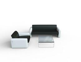 zwart en wit sofa en fauteuil met koffie tafel foto