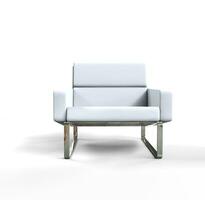 wit modern fauteuil Aan wit achtergrond - voorkant visie. foto