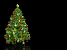 kleurrijk Kerstmis boom - Aan zwart reflecterende oppervlakte foto