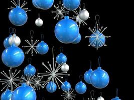 dichtbij omhoog van blauw en zilver Kerstmis decoraties foto