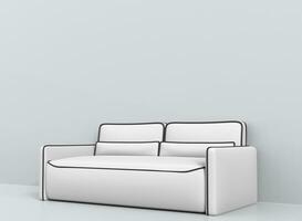 modern wit leer sofa met zwart contouren - hoek schot foto