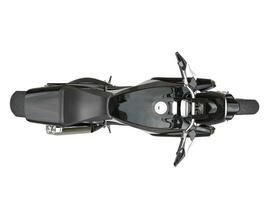 zwart sport- motorfiets - top visie - geïsoleerd Aan wit achtergrond foto