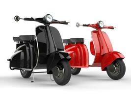 zwart en rood scooters - kant door kant foto