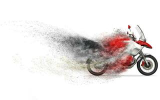 koel rood en wit motorfiets - stof desintegratie fx foto